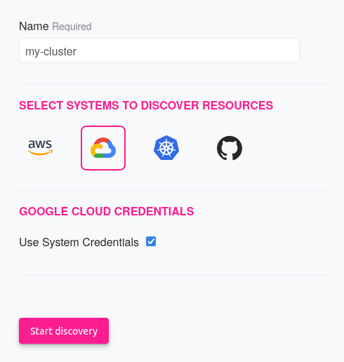 A screenshot of the Reliably Resources GCP Connector