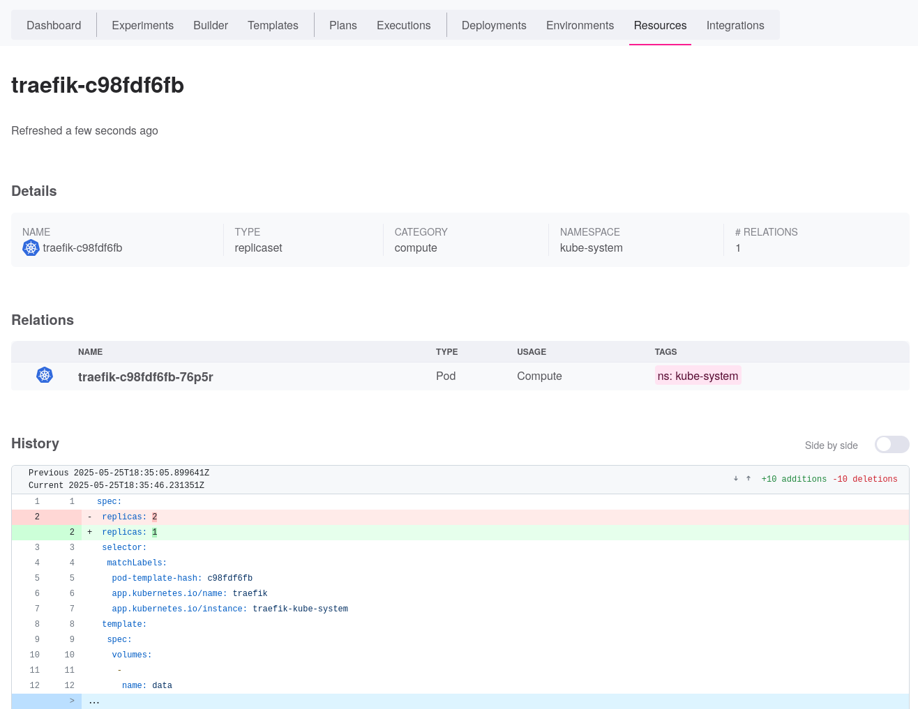 A screenshot of the Reliably Resource view
