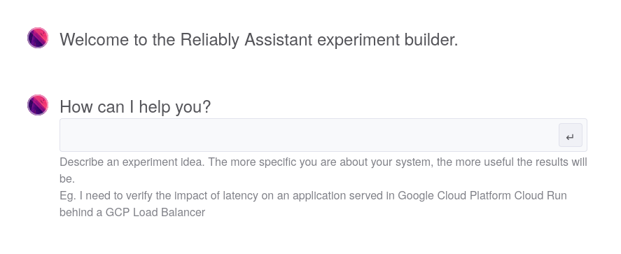 A screenshot of the Reliably assistant prompt form