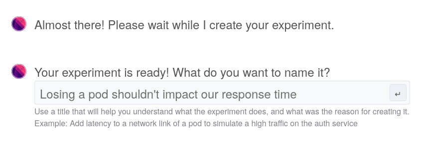 A screenshot of the Reliably assistant experiment's title and run buttons