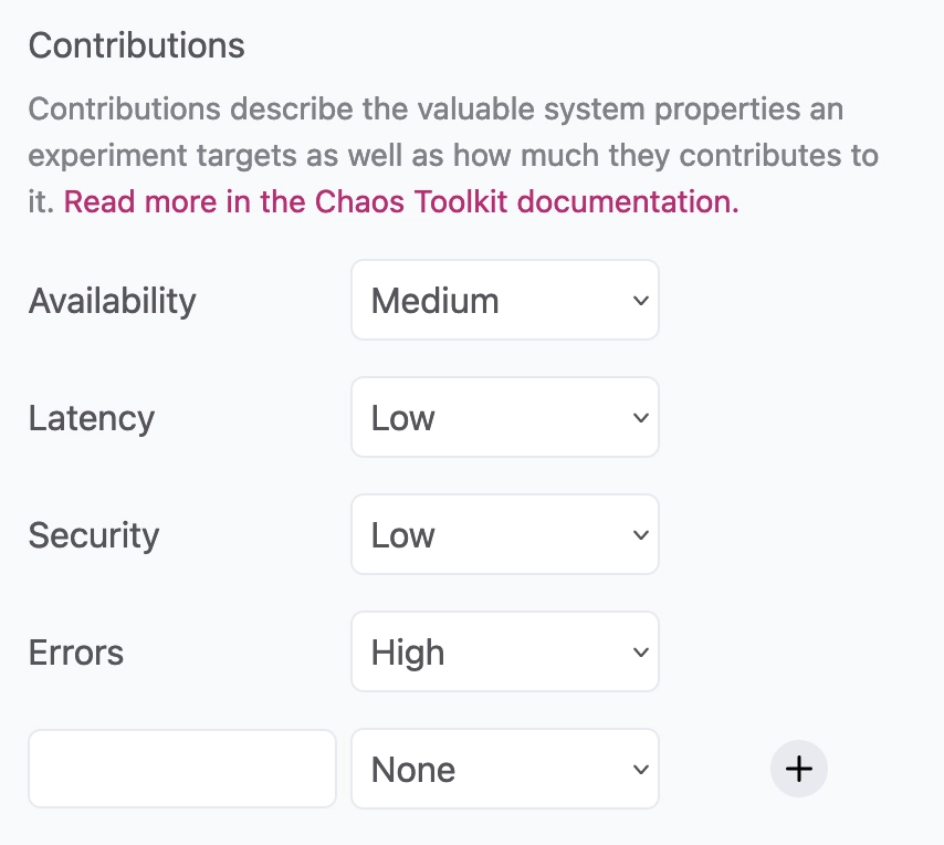 The contributions editor allows user to add contributions and their values
