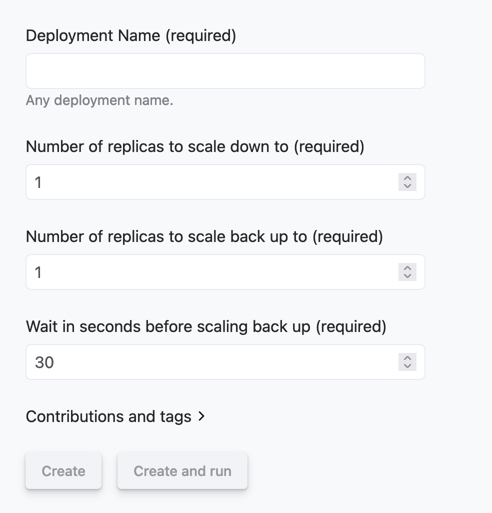 A screenshot of the form to create and run the experiment