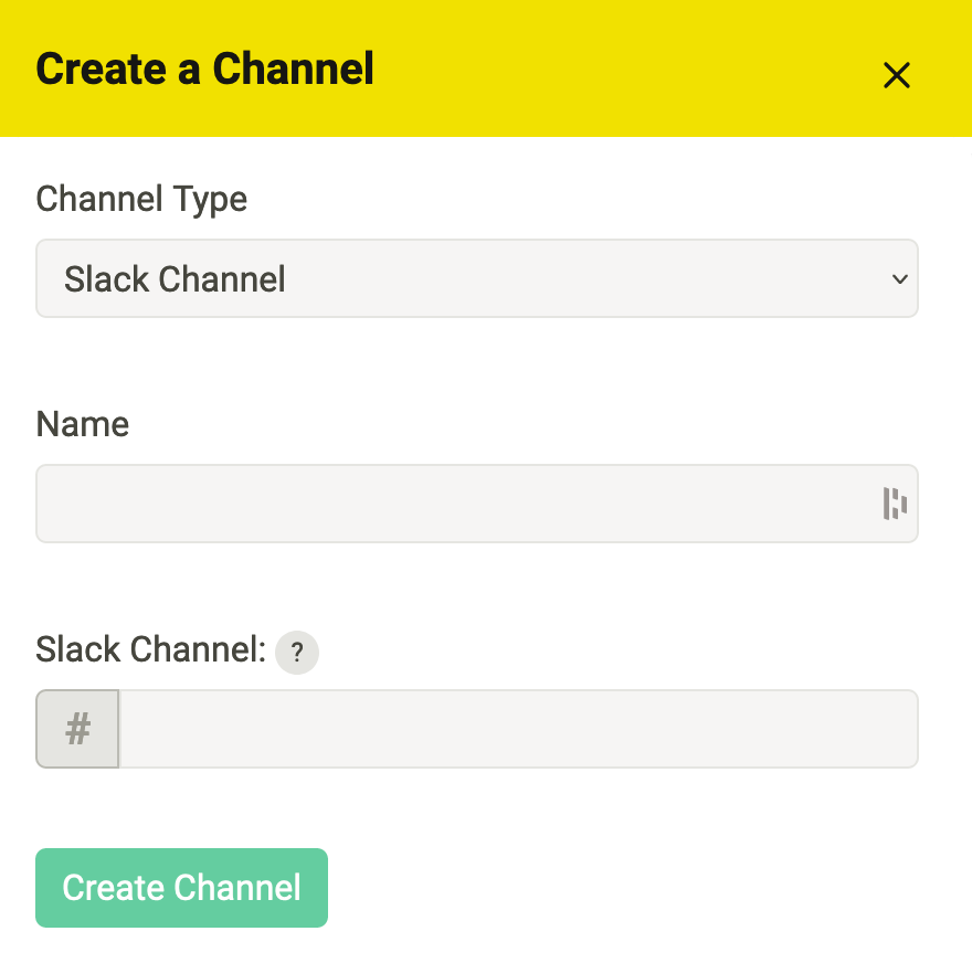 The form to create an alert channel.